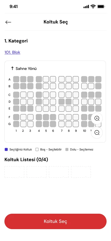 PASSO interactive stadium seat-selection map